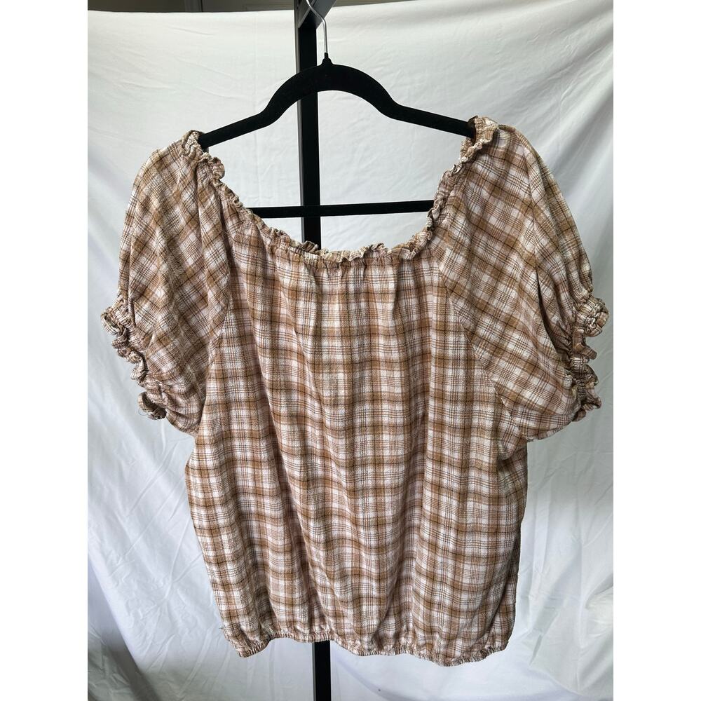 L.I.F.E. Gingham Boho Prairie Top Sz 2X 100% Cotton - Picture 3 of 7